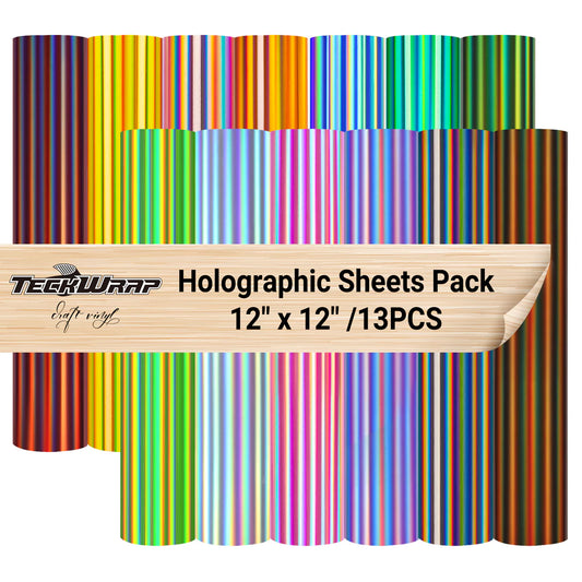 Teckwrap Bubble Free Holographic Glossy Sheet Pack 12" x 12" x 13 Sheets