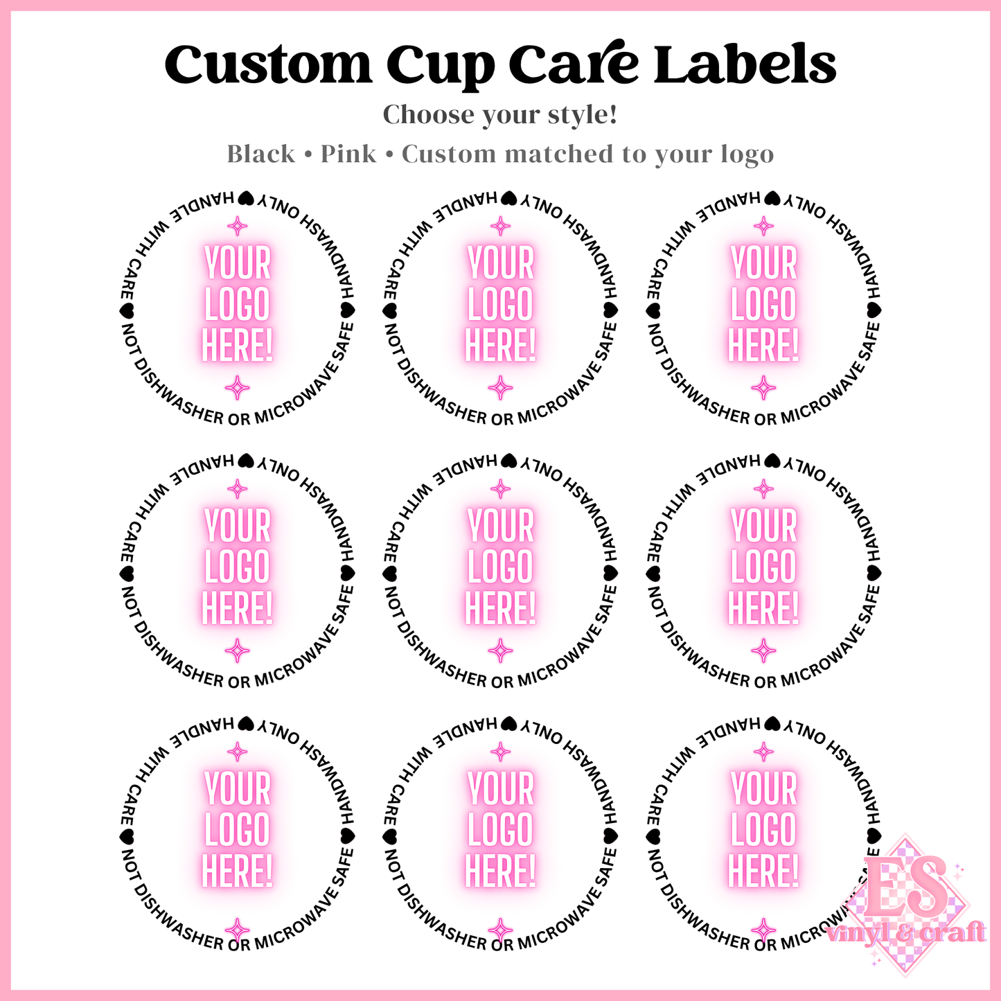 Custom Logo UVDTF Cup Care Circles - Font 3 (3 Options Available)