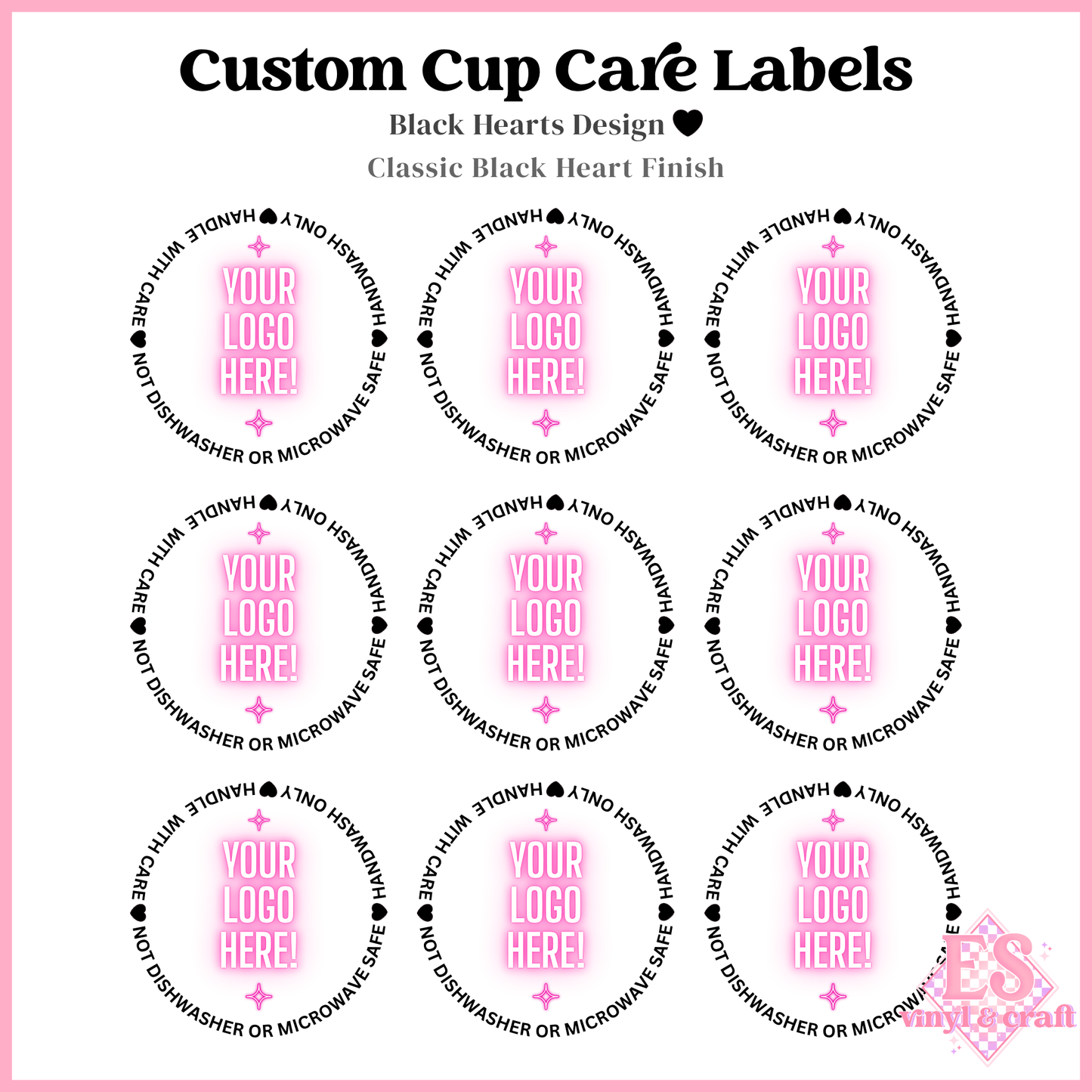 Custom Logo UVDTF Cup Care Circles - Font 3 (3 Options Available)
