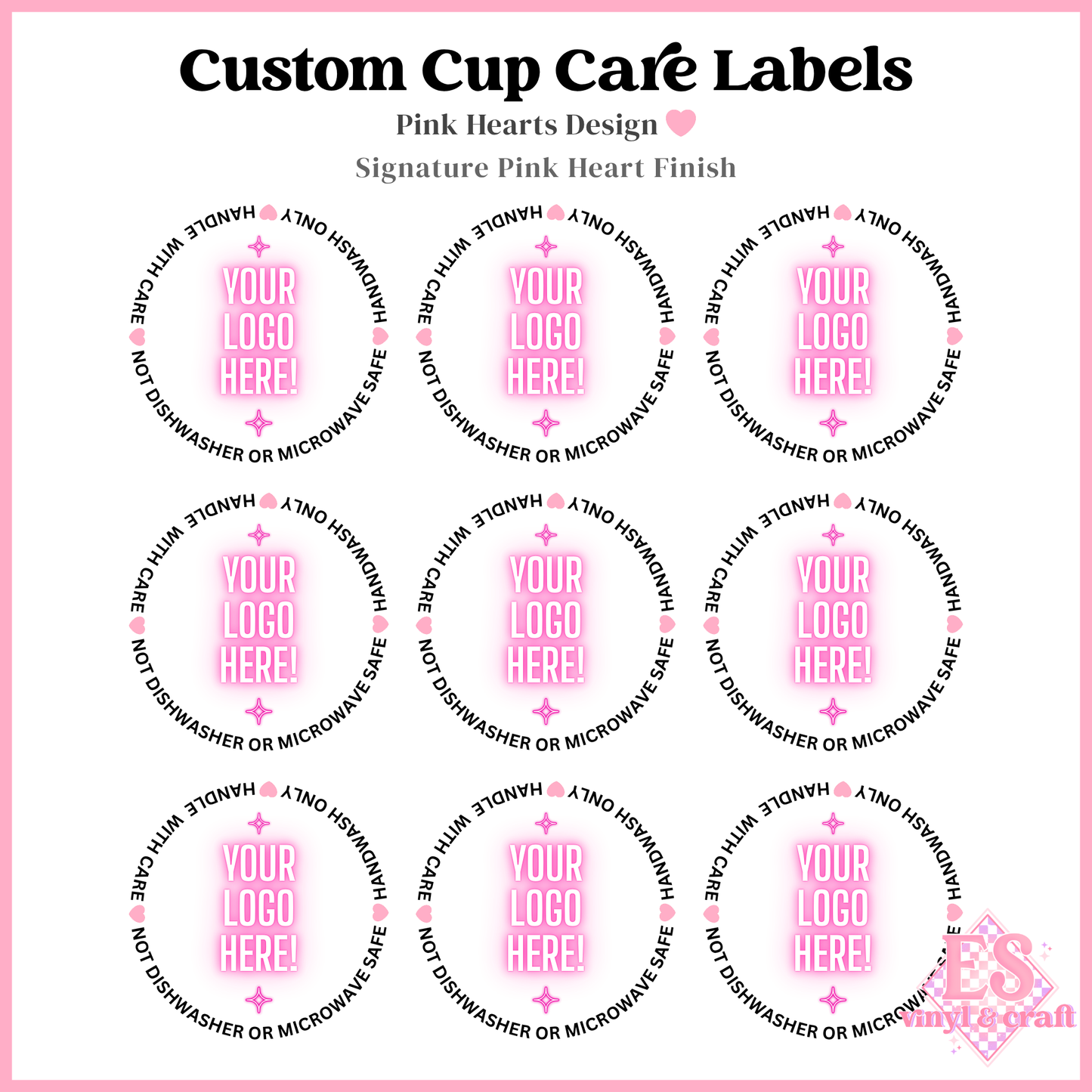 Custom Logo UVDTF Cup Care Circles - Font 3 (3 Options Available)