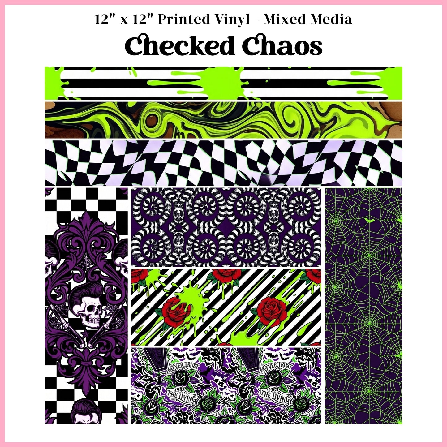 Checked Chaos - Mixed Media Vinyl 12"x12" Sheet