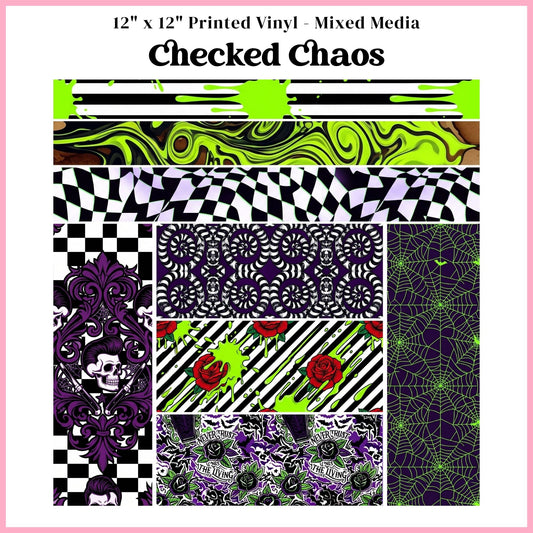 Checked Chaos - Mixed Media Vinyl 12"x12" Sheet