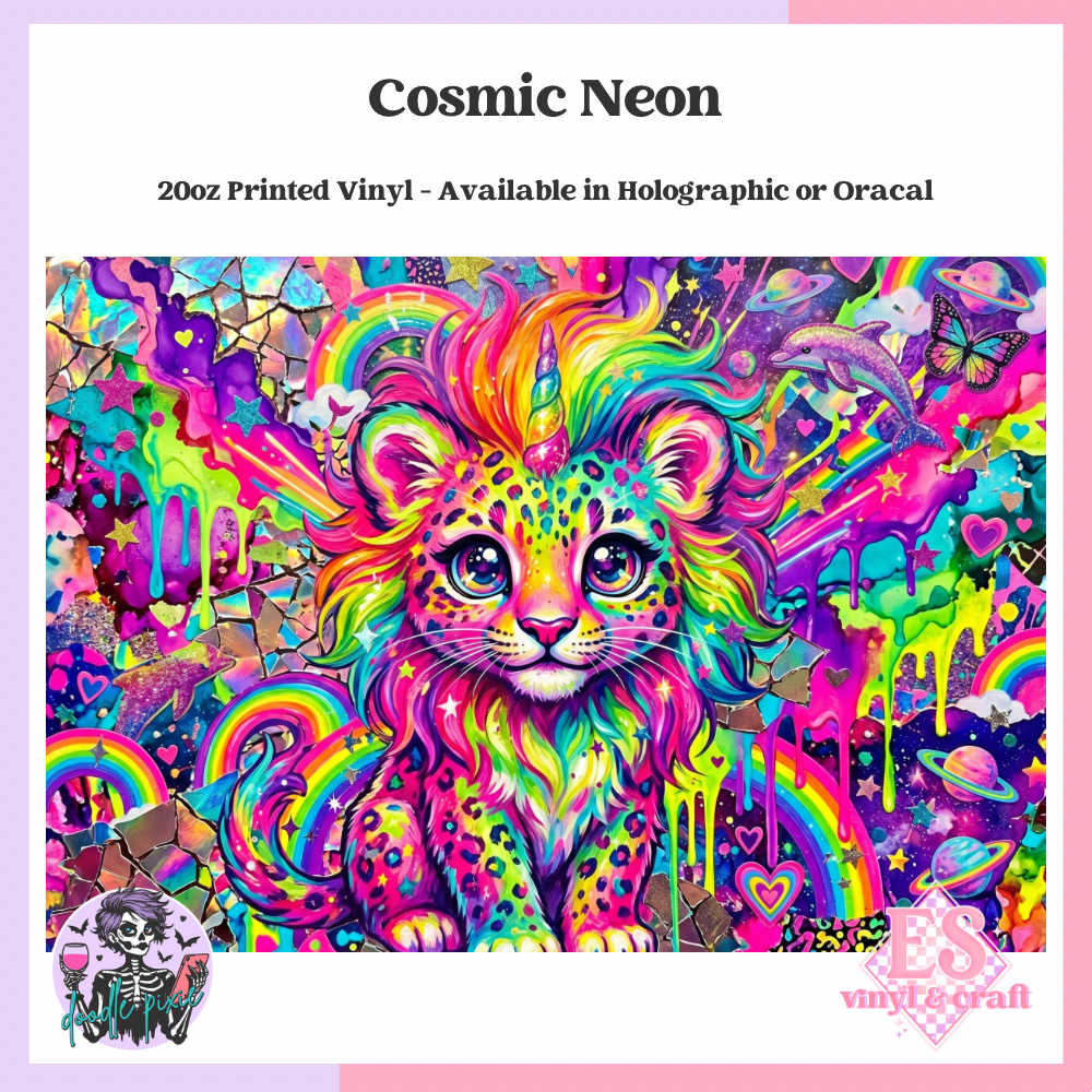 Cosmic Neon - 20oz Printed Tumbler Self Adhesive Vinyl