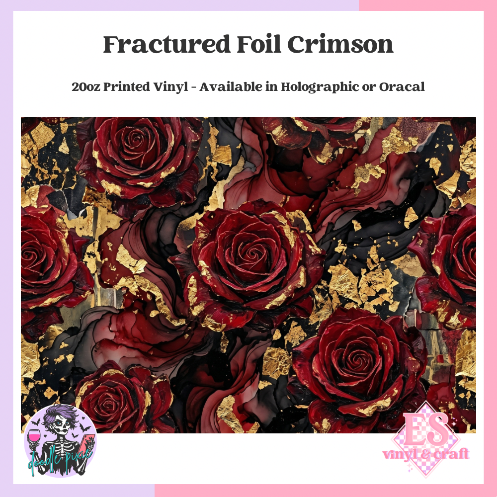 Fractured Foil Crimson - 20oz Printed Tumbler Self Adhesive Vinyl