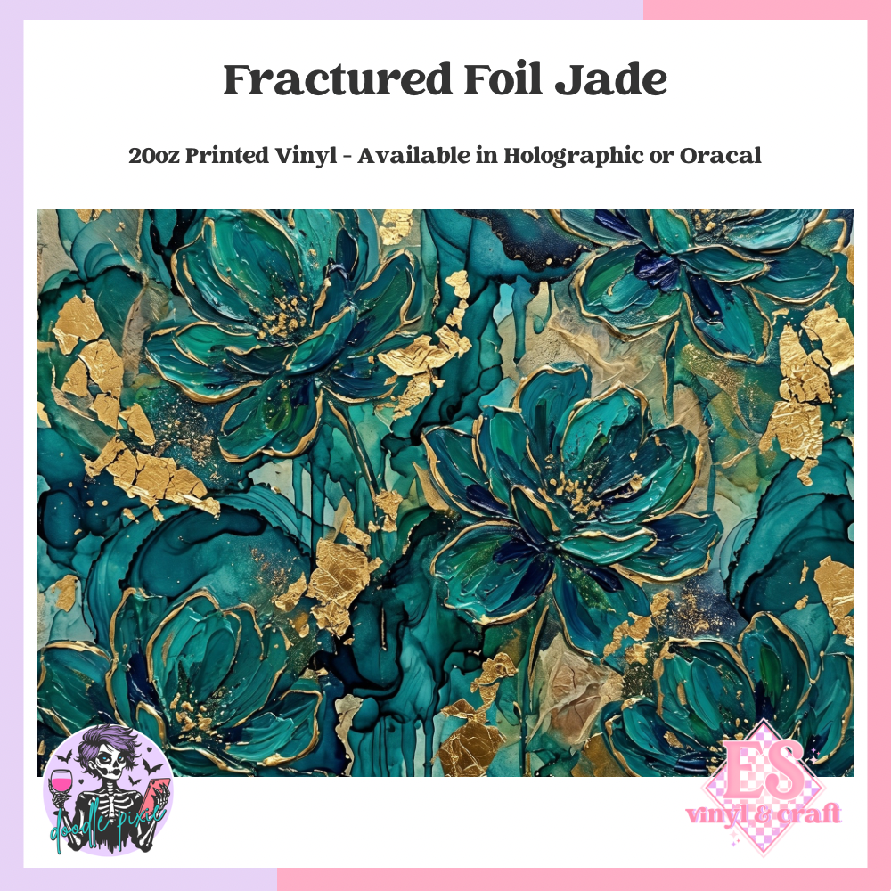 Fractured Foil Jade - 20oz Printed Tumbler Self Adhesive Vinyl