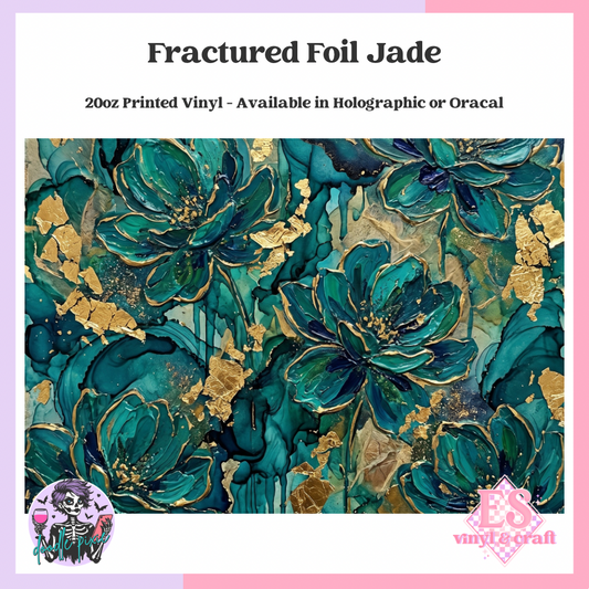Fractured Foil Jade - 20oz Printed Tumbler Self Adhesive Vinyl