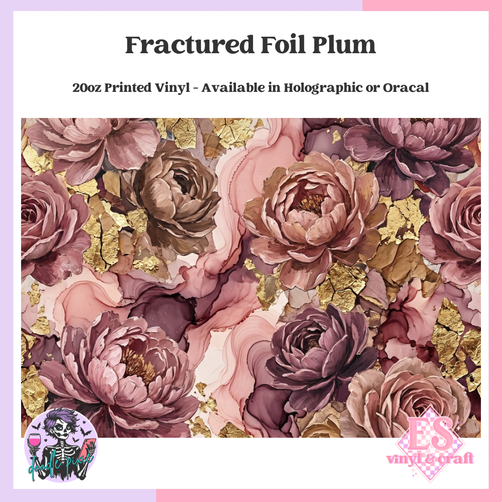 Fractured Foil Plum - 20oz Printed Tumbler Self Adhesive Vinyl