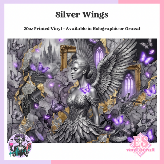 Silver Wings - 20oz Printed Tumbler Self Adhesive Vinyl
