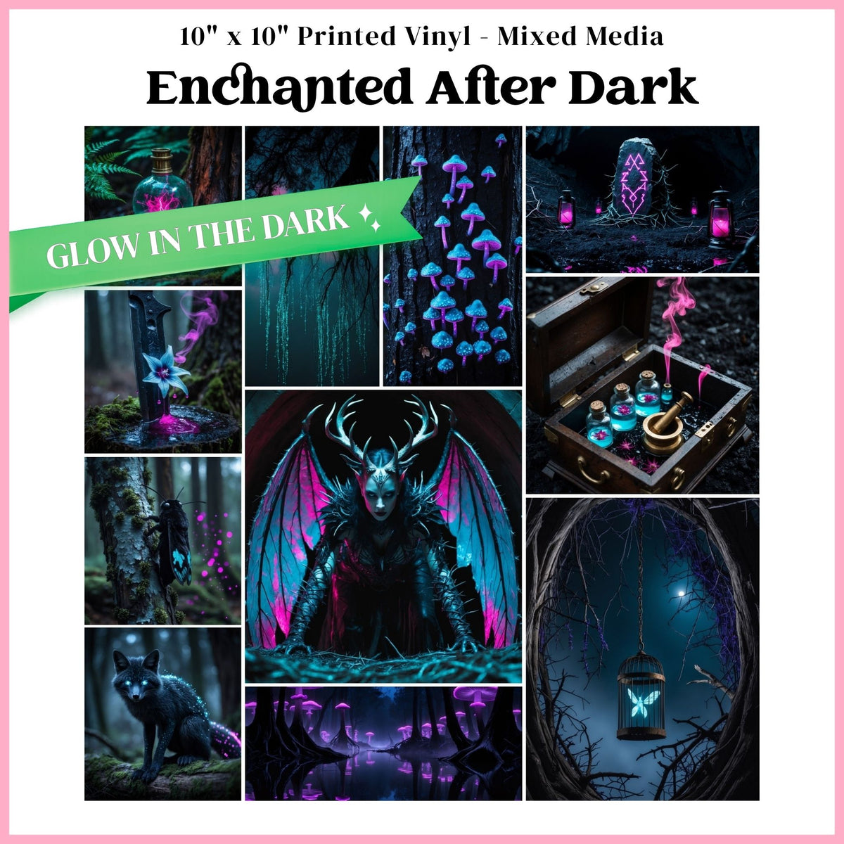 Enchanted After Dark - Mixed Media Vinyl 10"x10" Sheet - Glow in the Dark