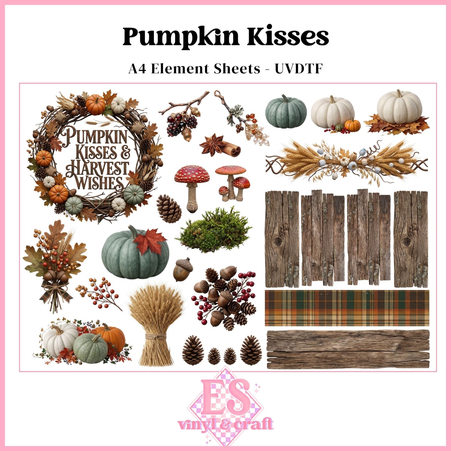 Pumpkin Kisses - UVDTF Element Sheet