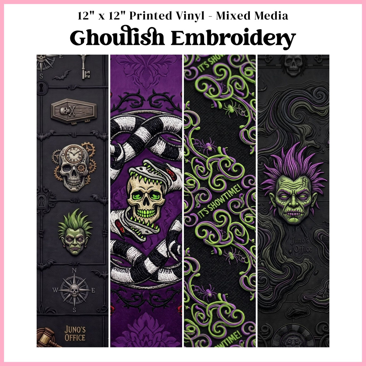 Ghoulish Embroidery - Mixed Media Vinyl 12"x12" Sheet
