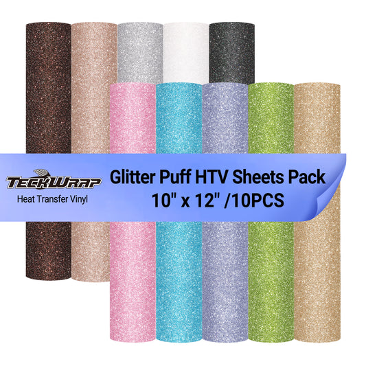 Glitter Puff HTV Sheets Pack x 10 Sheets 10" x 12"