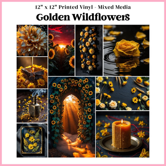 Golden Wildflowers - Mixed Media Vinyl 12"x12" Sheet