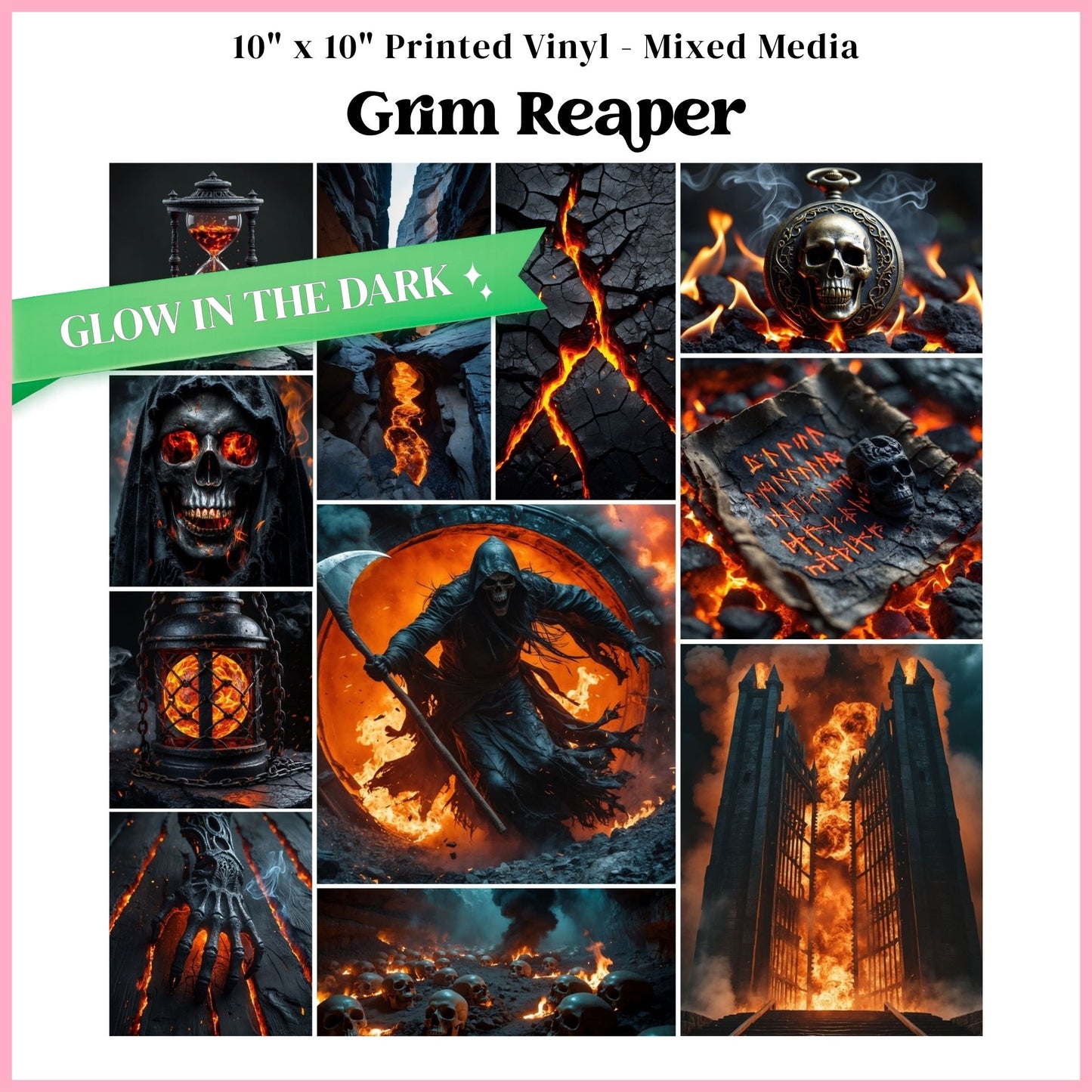Grim Reaper - Mixed Media Vinyl 10"x10" Sheet - Glow in the Dark