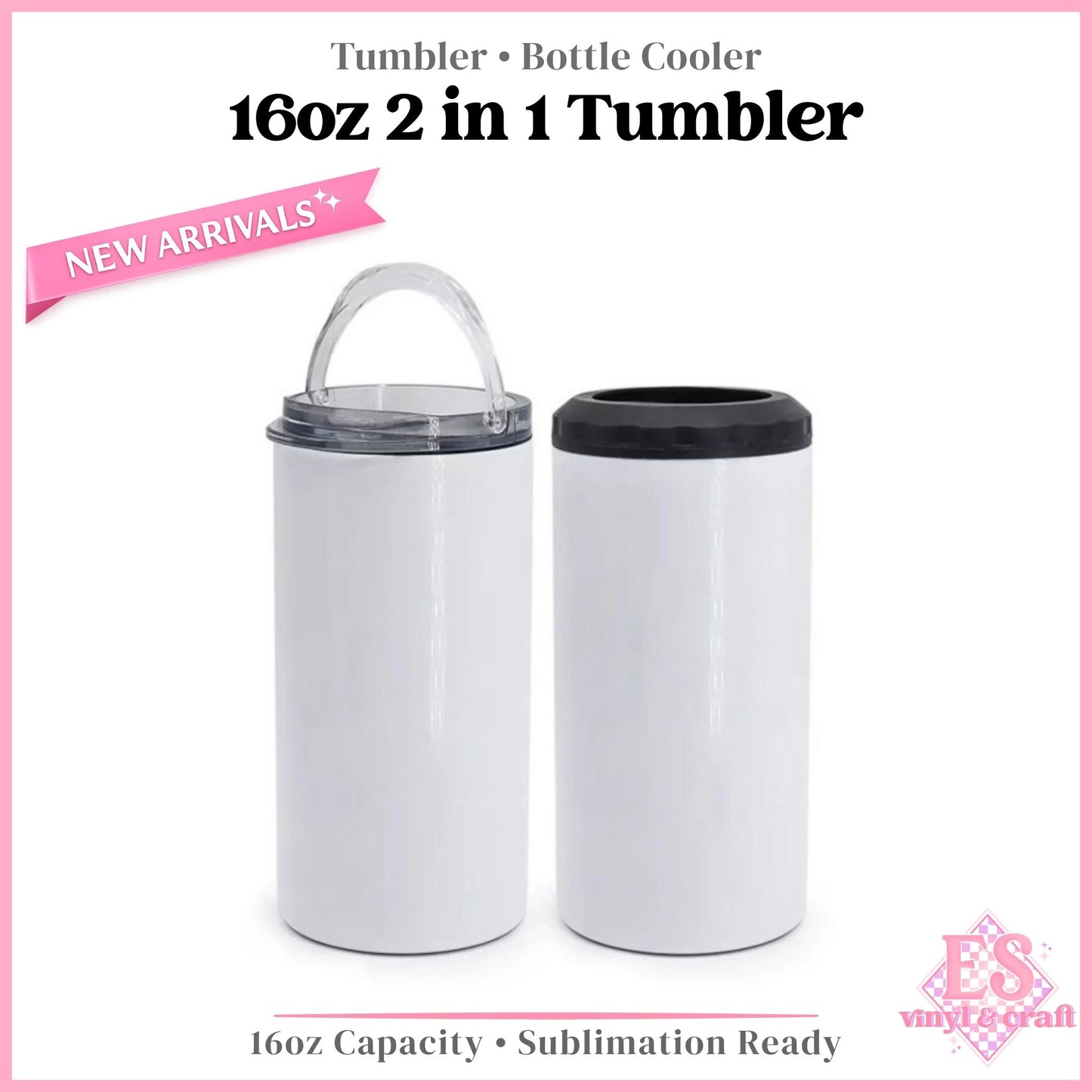 16oz 2 in 1 Sublimation Tumbler & Drinks Cooler