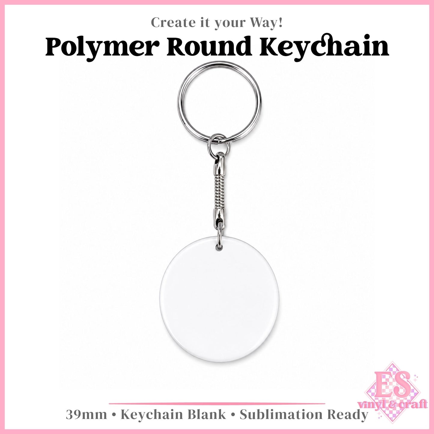 Polymer Round 39mm Sublimation Keychain