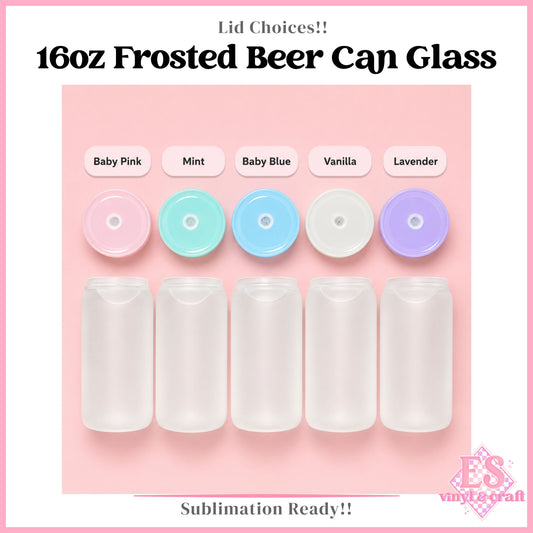 16oz Frosted Beer Cans with Plastic Coloured Lid and Plastic Straw