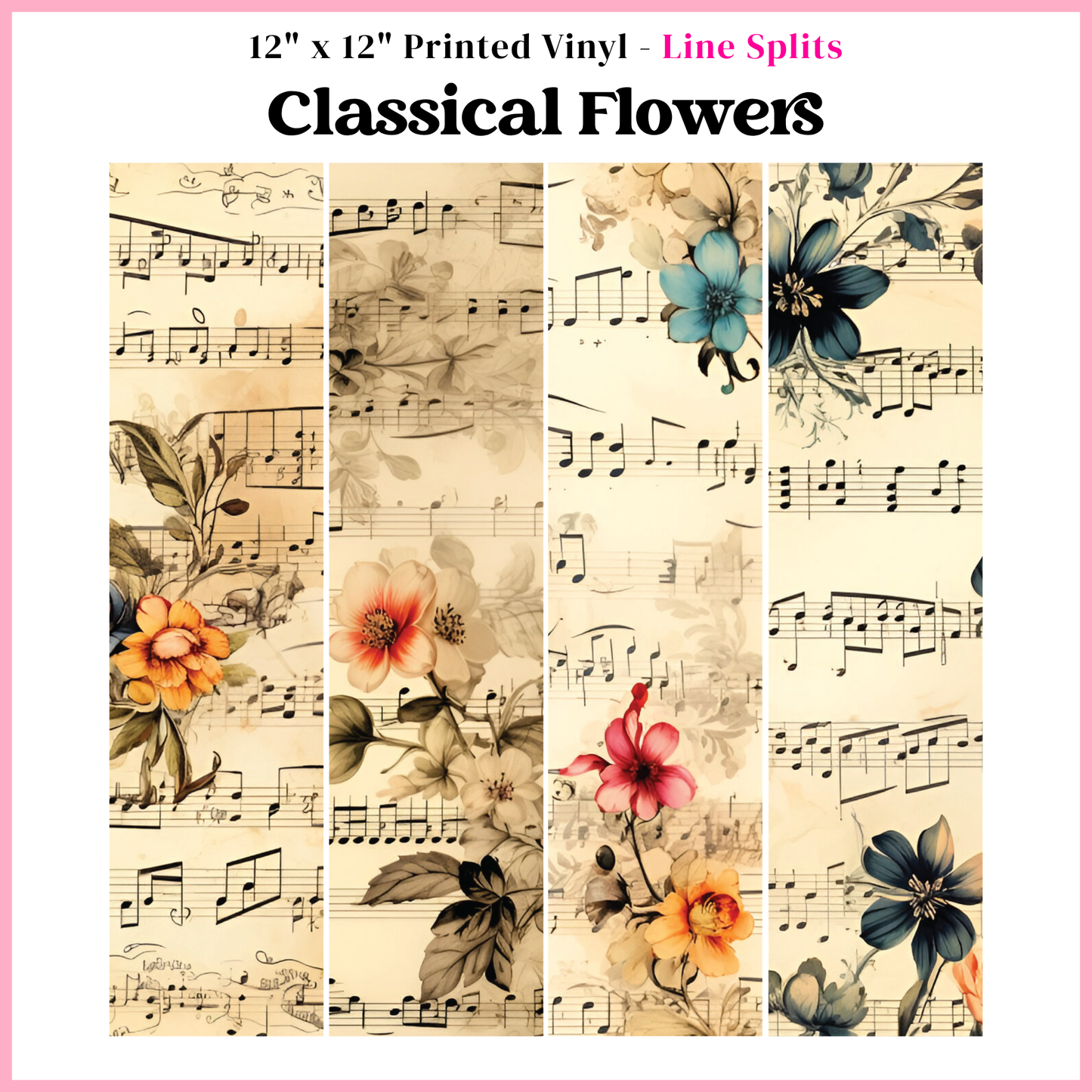 Classical Flowers - Line Split - 12" x 12" Sheet
