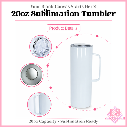 20oz White Sublimation Tumbler with Handle