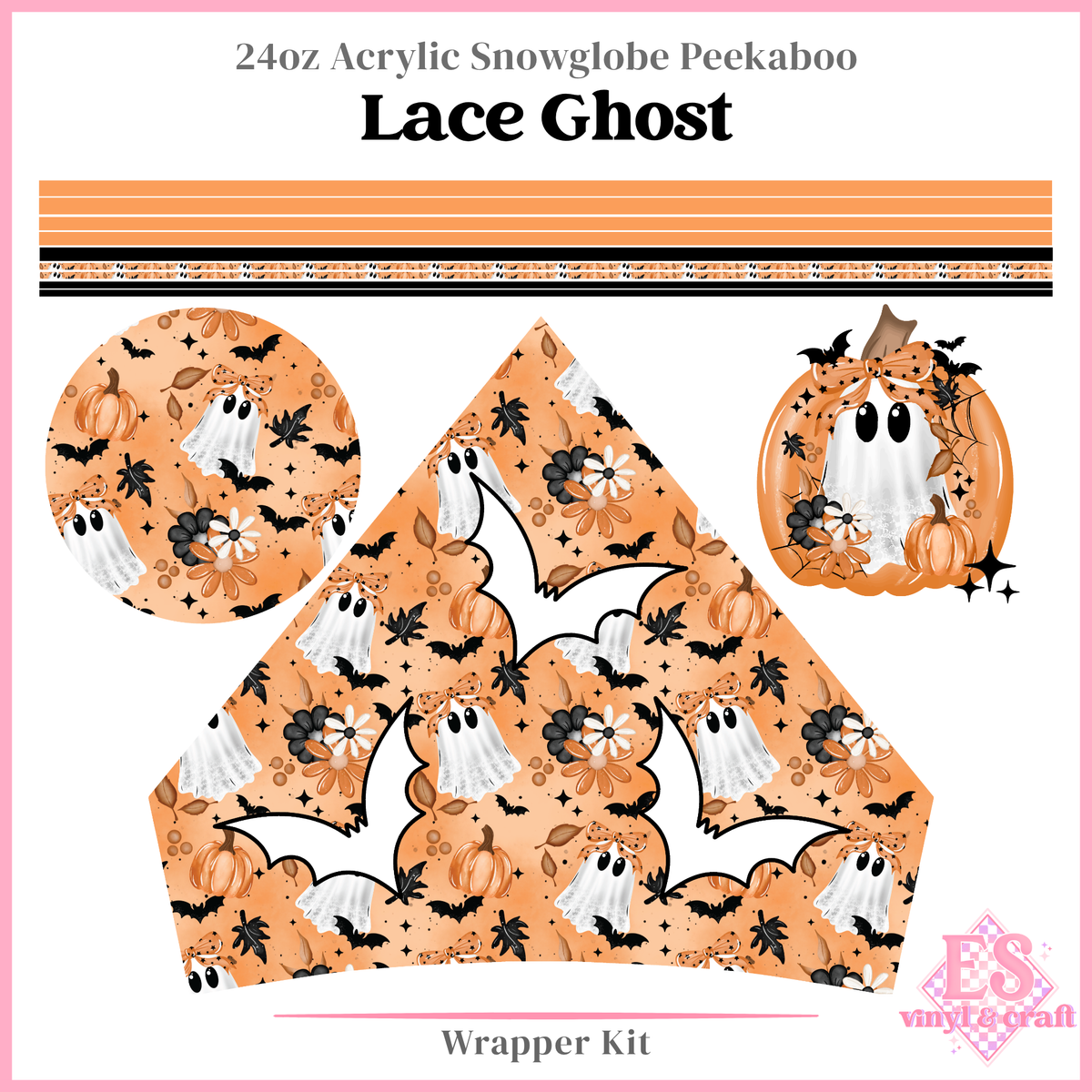 Lace Ghost - 24oz Snowglobe Wrapper Kit