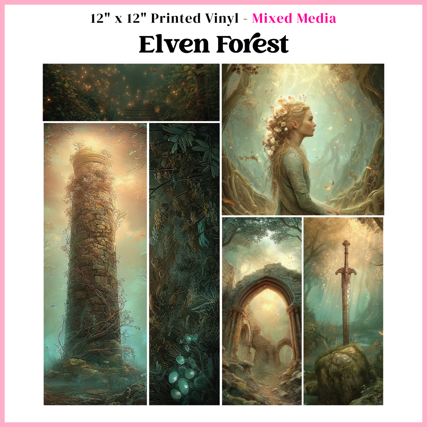 Elven Forest - Mixed Media Vinyl 12"x12" Sheet