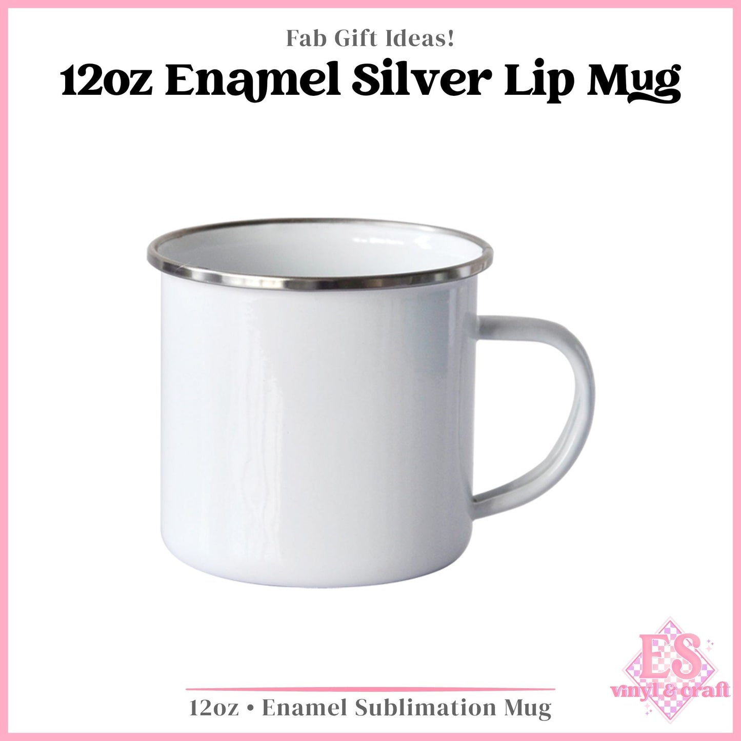 12oz Enamel Silver Lip Sublimation Mug
