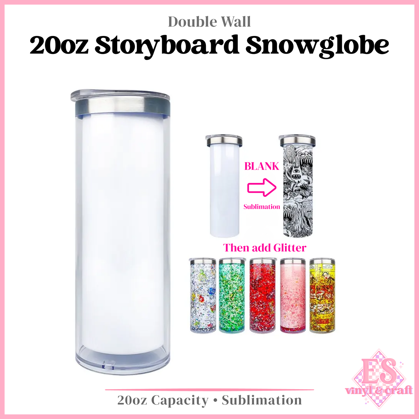 Storyboard Snowglobe Sublimation Tumbler 20oz