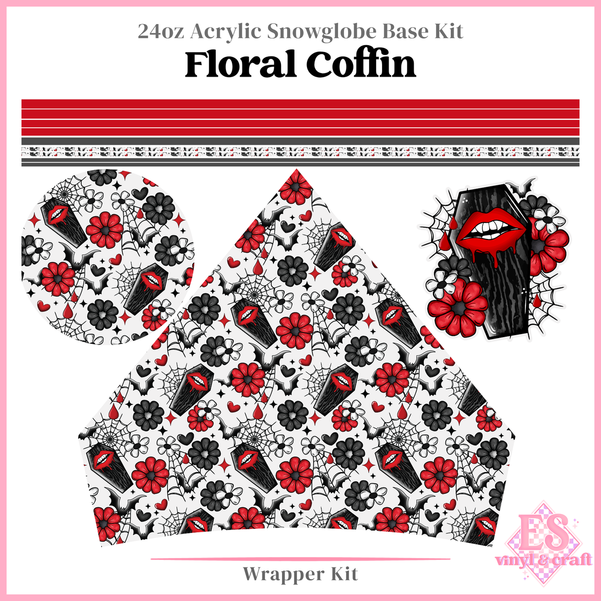 Floral Coffin – 24oz Snowglobe Wrapper Kit