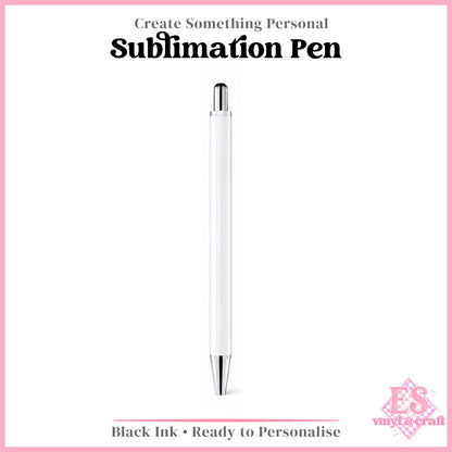 White Sublimation Pen with Sublimation Sleeve – Black Ink