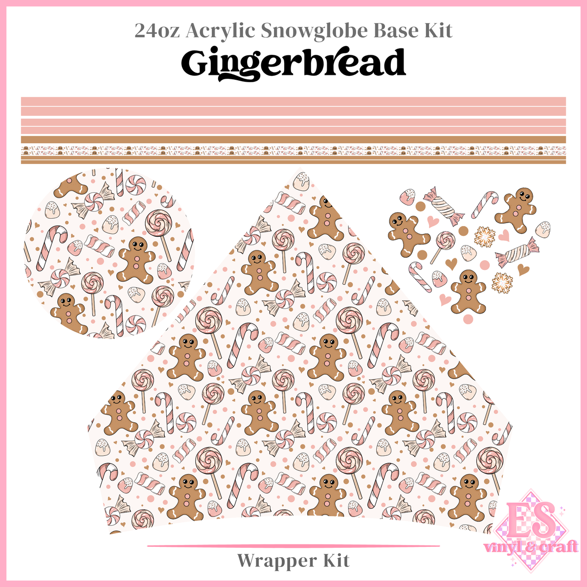 Gingerbread - 24oz Snowglobe Wrapper Kit