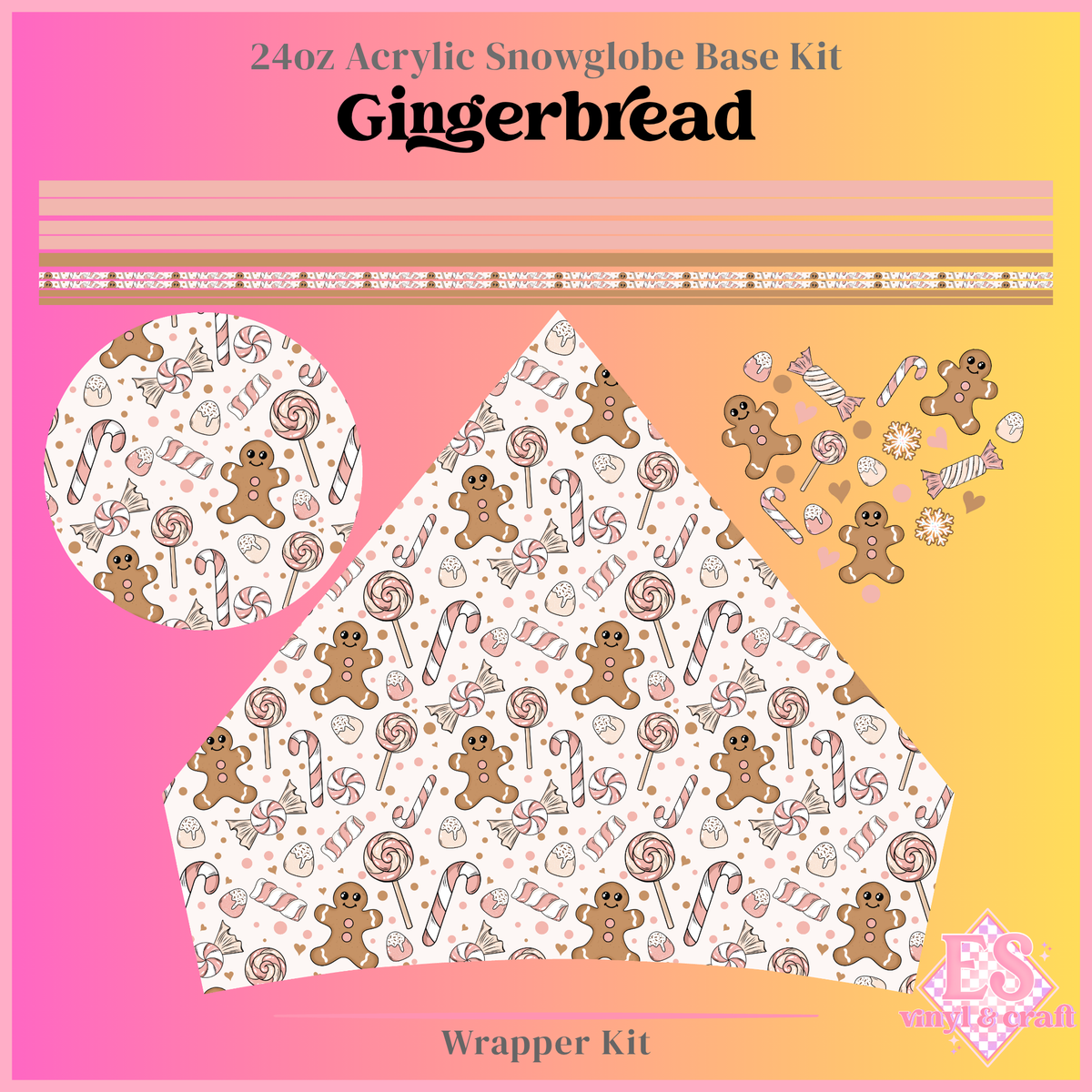 Gingerbread - 24oz Snowglobe Wrapper Kit