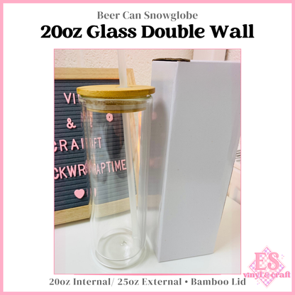 20oz Double Wall Beer Can Glass Snowglobe (25oz External)