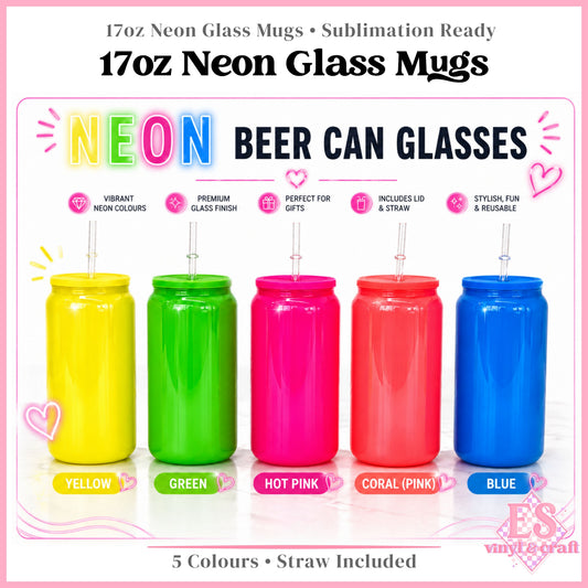 16oz Neon Coloured Beer Cans with Plastic Coloured Lid Sublimation
