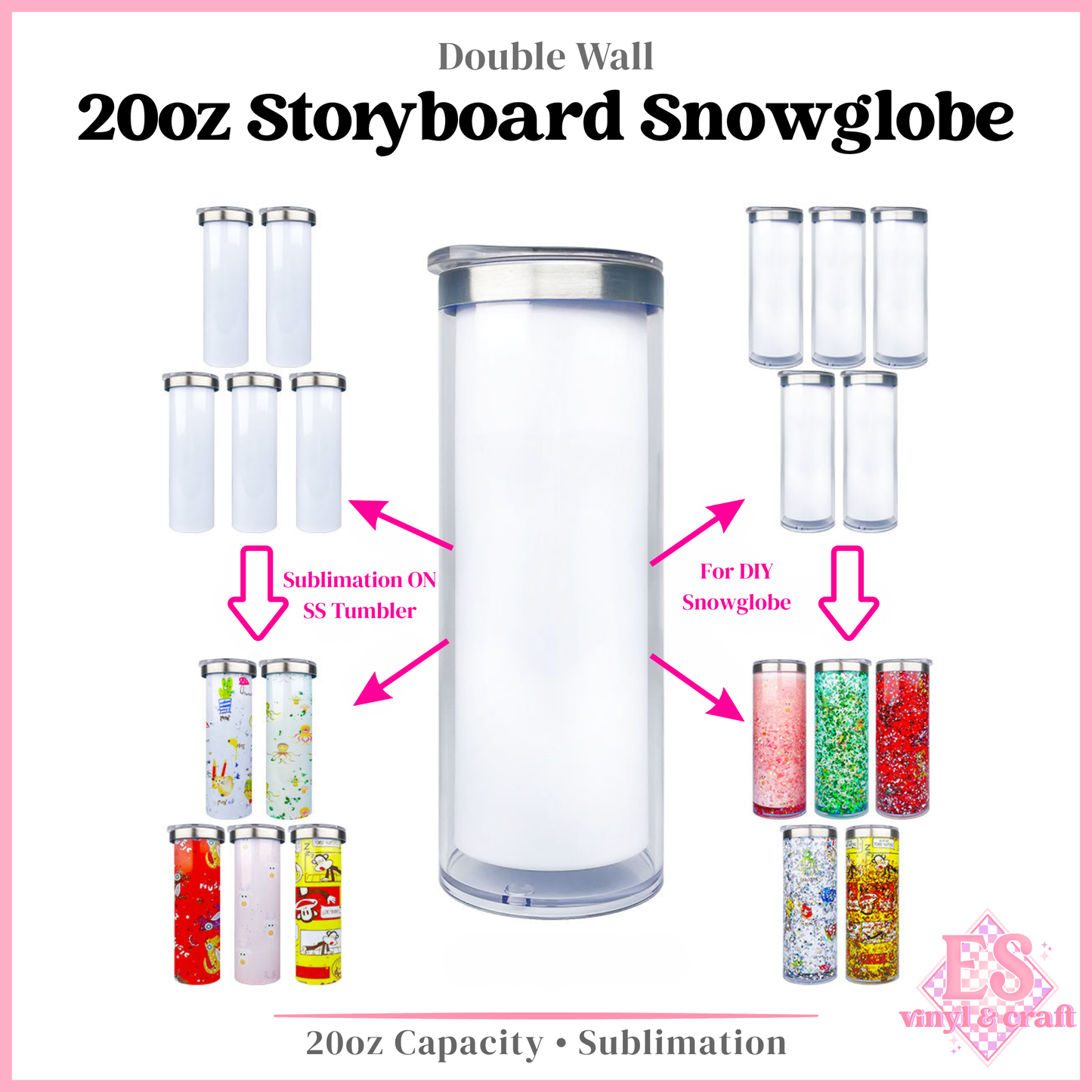 Storyboard Snowglobe Sublimation Tumbler 20oz