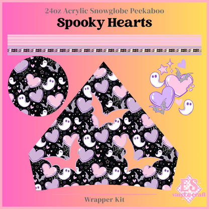 Spooky Hearts - 24oz Snowglobe Wrapper Kit