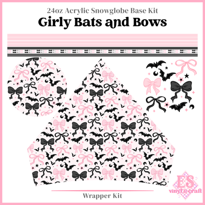 Girly Bats & Bows - 24oz Snowglobe Wrapper Kit