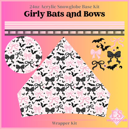 Girly Bats & Bows - 24oz Snowglobe Wrapper Kit