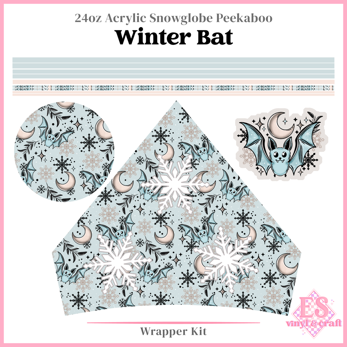Winter Bat - 24oz Snowglobe Wrapper Kit