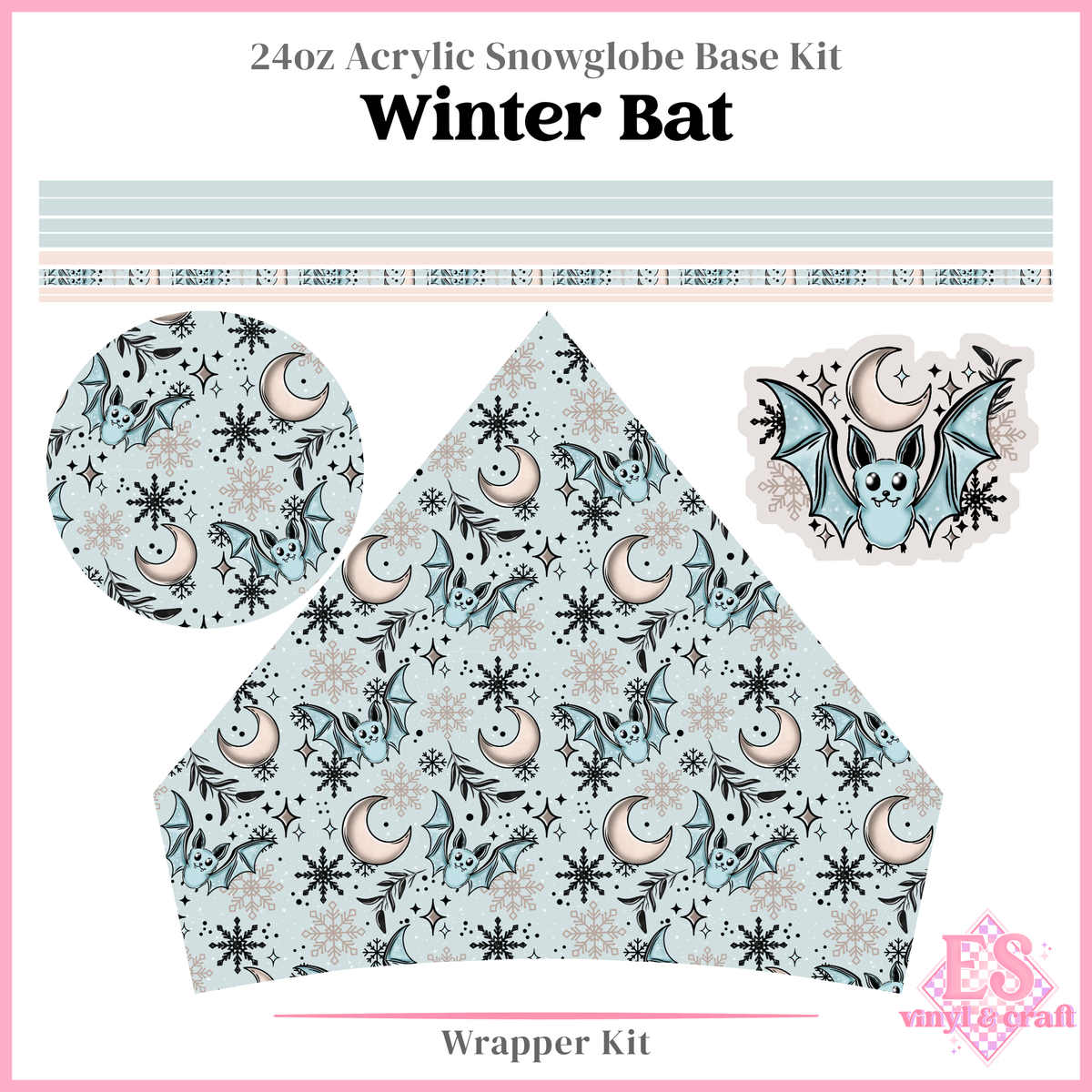 Winter Bat - 24oz Snowglobe Wrapper Kit
