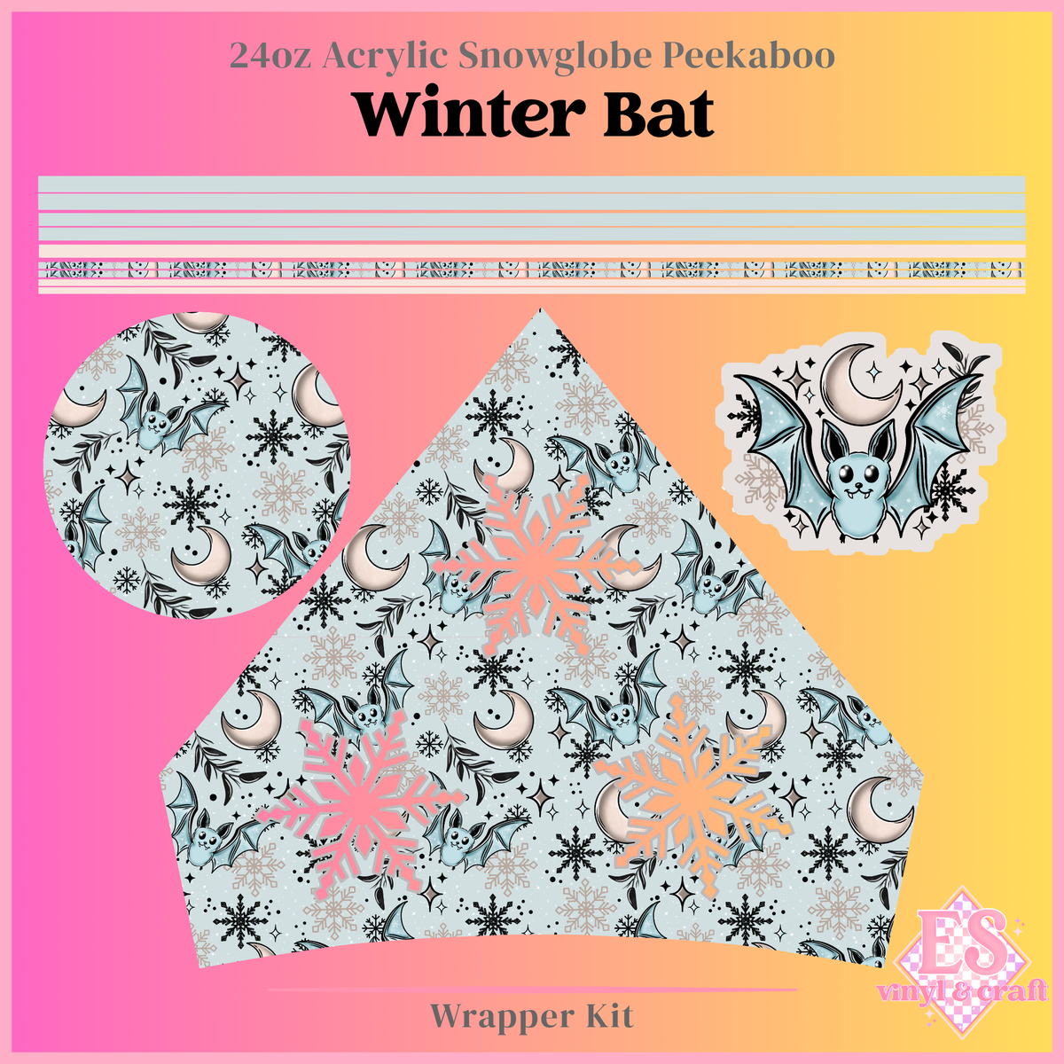 Winter Bat - 24oz Snowglobe Wrapper Kit
