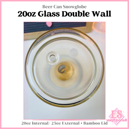 20oz Double Wall Beer Can Glass Snowglobe (25oz External)