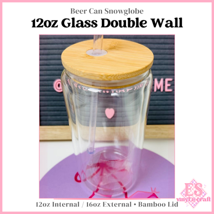 12oz Double Wall Beer Can Glass Snowglobe (16oz External)
