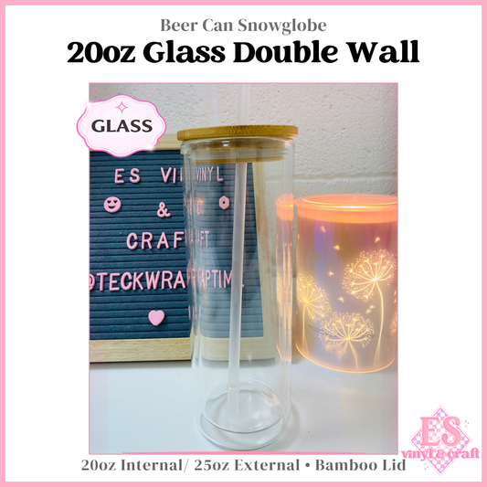 20oz Double Wall Beer Can Glass Snowglobe (25oz External)