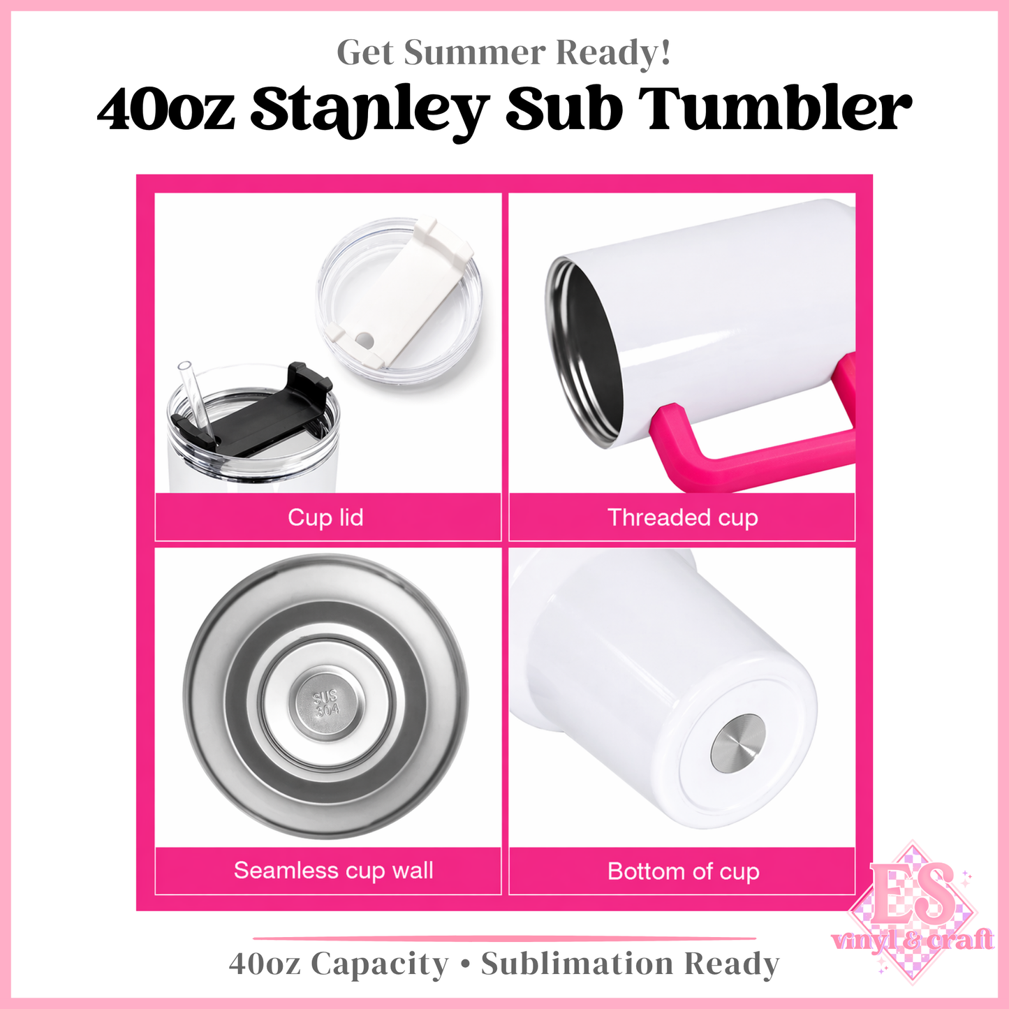 40oz Stanley Style Sublimation Tumblers
