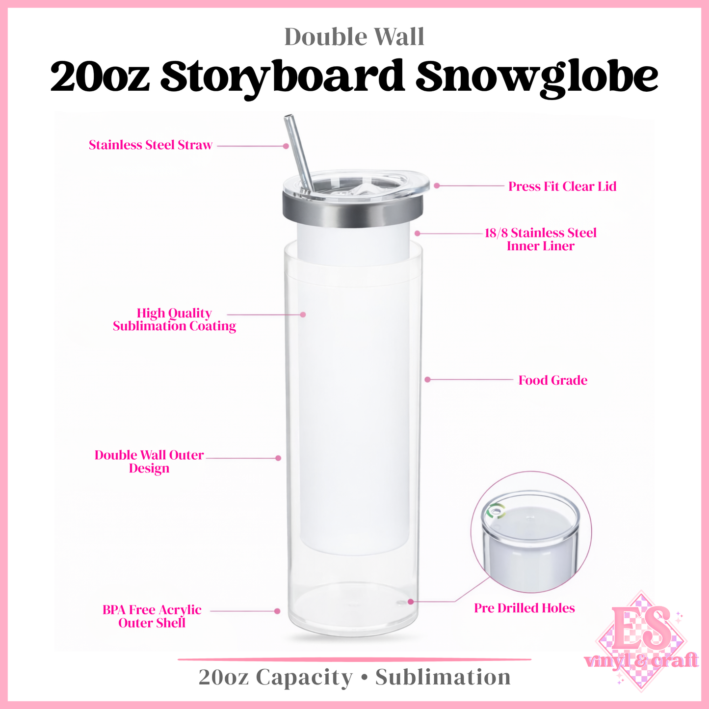 Storyboard Snowglobe Sublimation Tumbler 20oz