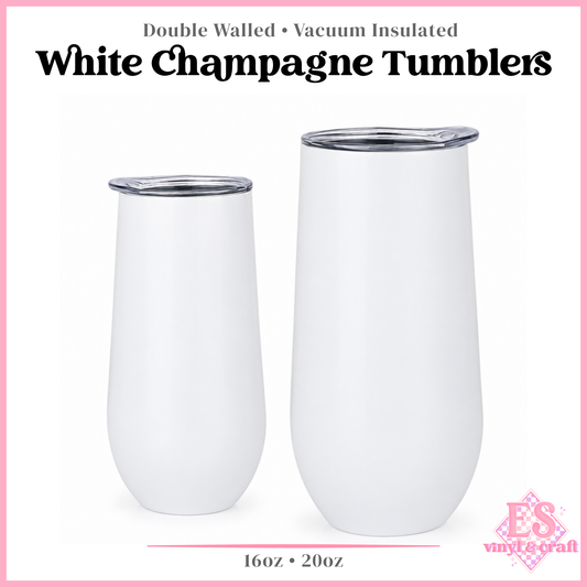 White Champagne Tumbler 16oz or 20oz