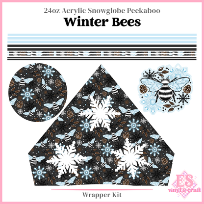 Winter Bees - 24oz Snowglobe Wrapper Kit