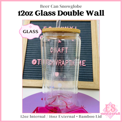 12oz Double Wall Beer Can Glass Snowglobe (16oz External)