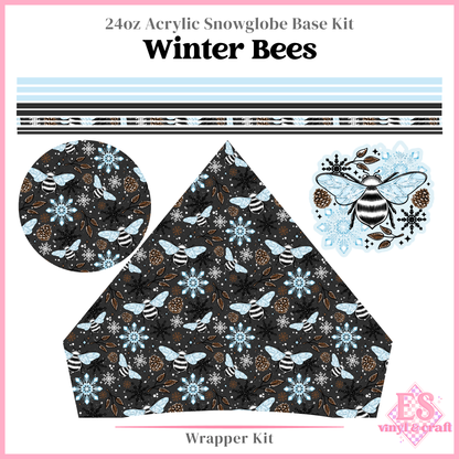 Winter Bees - 24oz Snowglobe Wrapper Kit