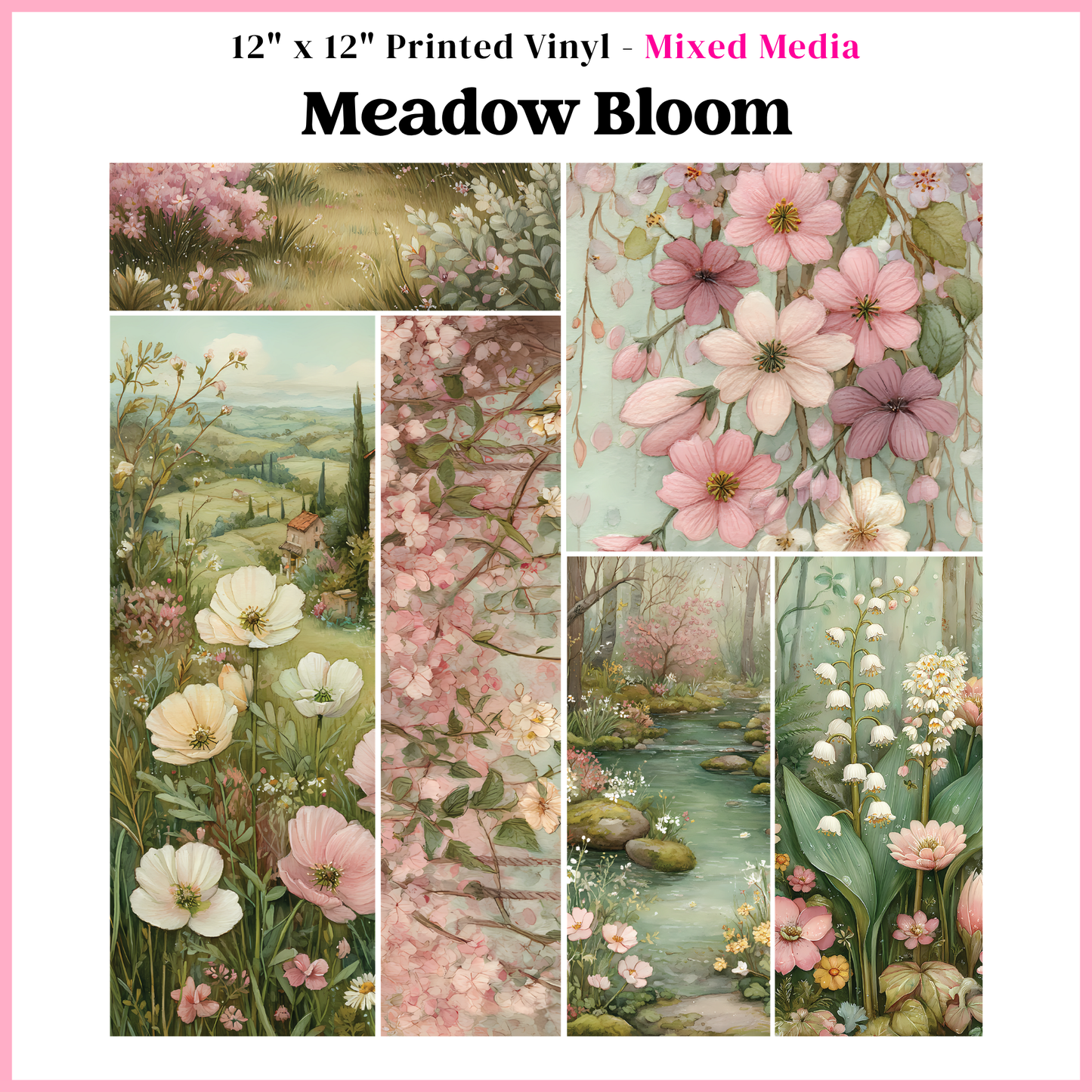 Meadow Bloom - Mixed Media Vinyl 12"x12" Sheet